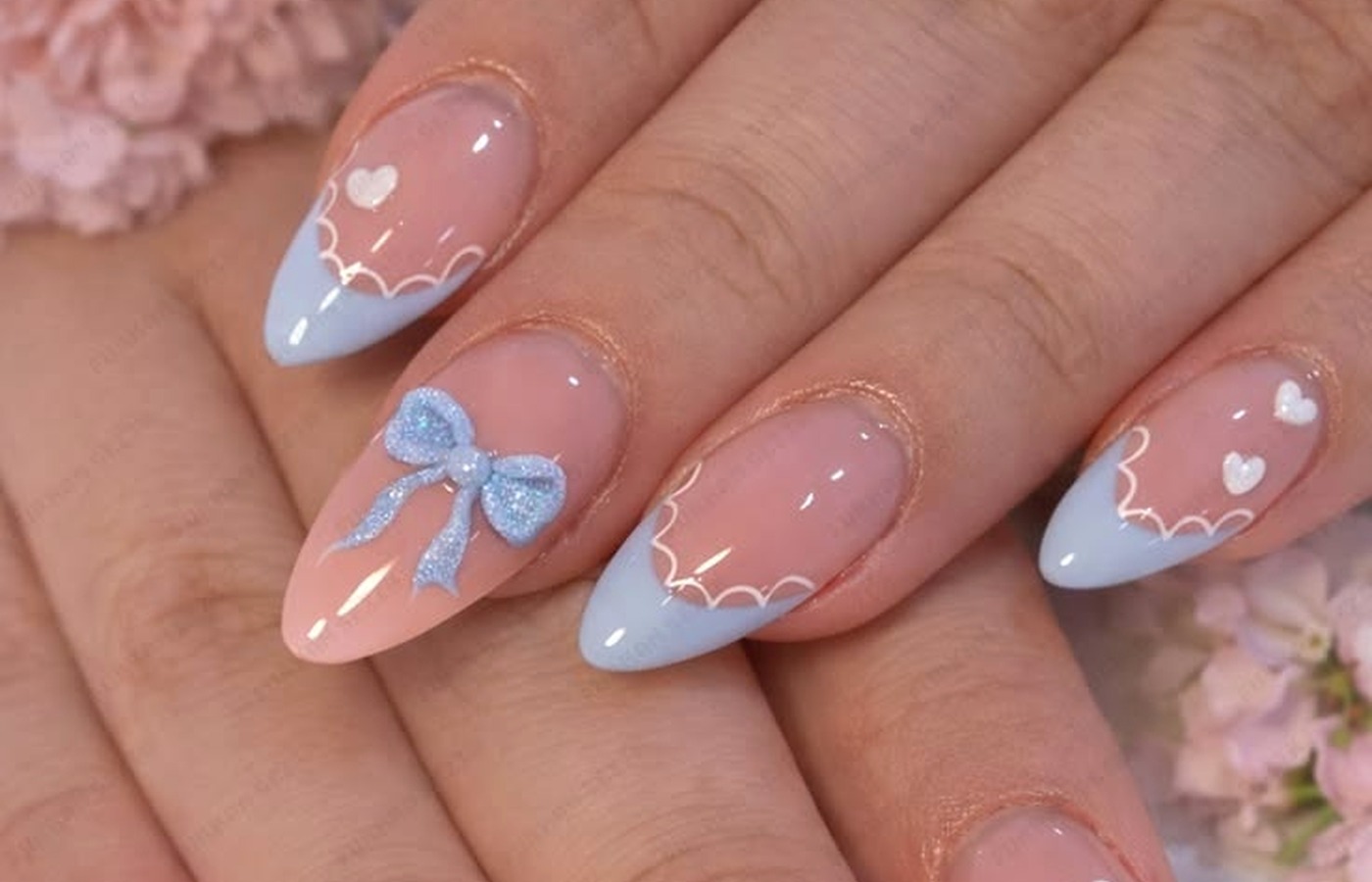 The soft-blue manicure is entering its most romantic era